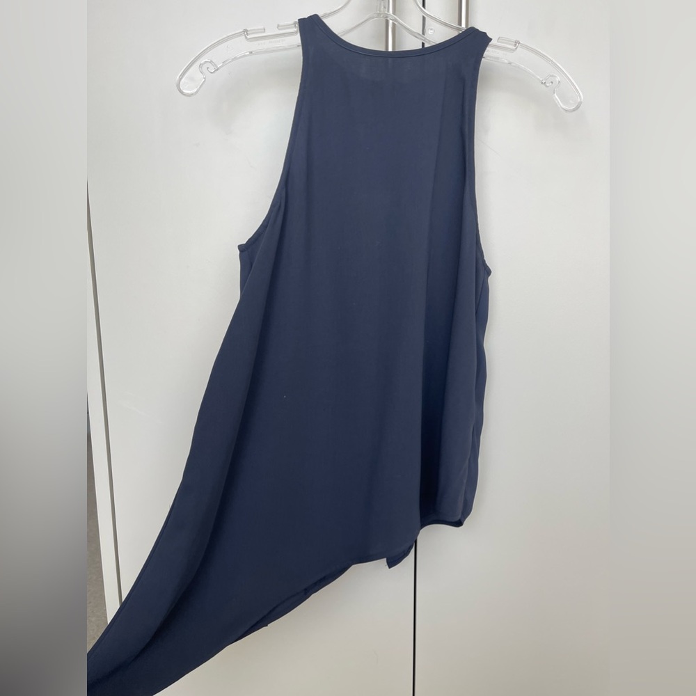 H&M asymmetric navy flowy top